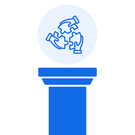 Engagement Pillar with an icon that shows 3 hands holding puzzle pieces in a circle