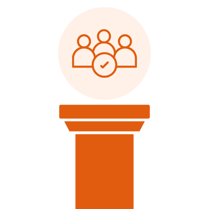 Enrollment Pillar with an icon that shows 3 people and a checkmark symbol