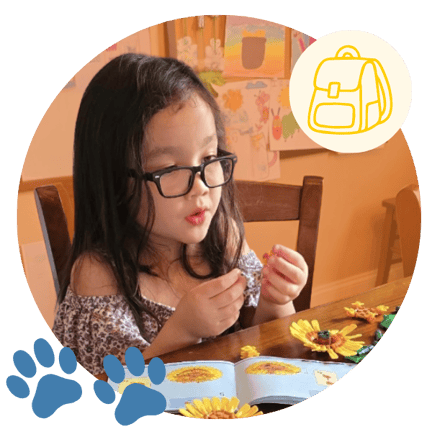 Homeschool student working on homework at home