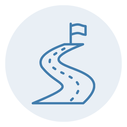 Pathway Symbol That is shadowed by circled of school color Icon