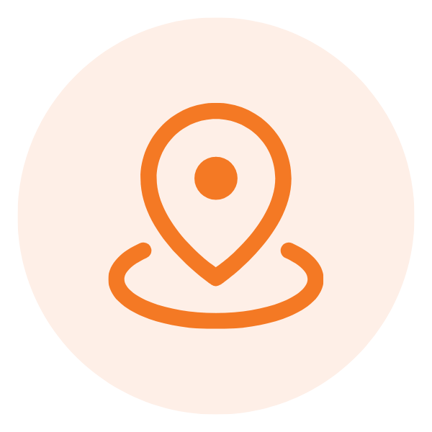 Place Symbol That is shadowed by circled of school color Icon