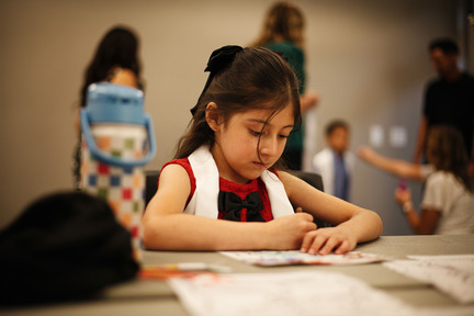 Female student working at desk