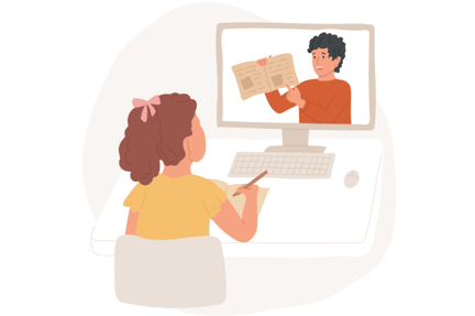 student in a virtual classroom
